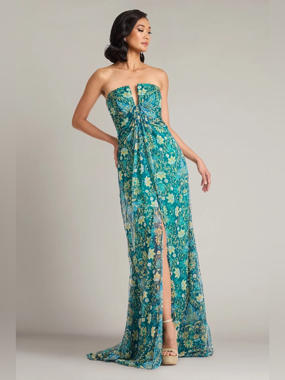 TADASHI SHOJI - VERICA FLORAL PRINT CHIFFON GOWN